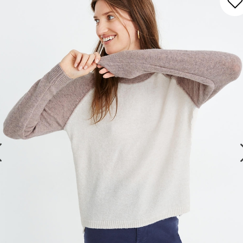 Madewell Colorblock Sweater in Coziest Yarn XXS